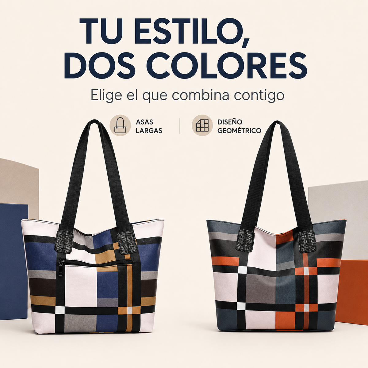 Luna Chic™ – Cartera Elegante a Cuadros de Cuero
