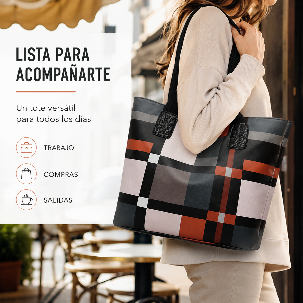 Luna Chic™ – Cartera Elegante a Cuadros de Cuero