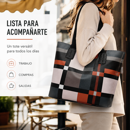 Luna Chic™ – Cartera Elegante a Cuadros de Cuero