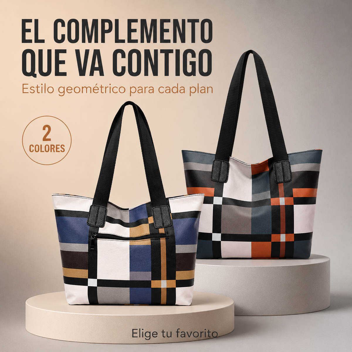 Luna Chic™ – Cartera Elegante a Cuadros de Cuero