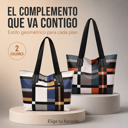 Luna Chic™ – Cartera Elegante a Cuadros de Cuero