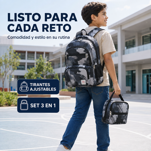 Mochila Urbana – Set Juvenil Unisex 3 Piezas