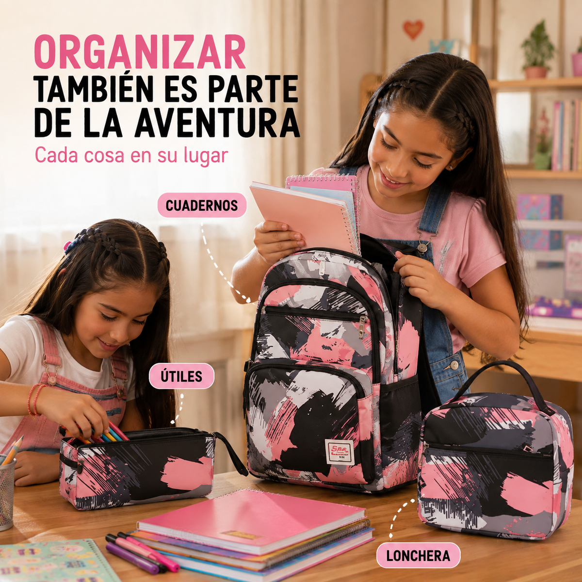 Mochila Urbana – Set Juvenil Unisex 3 Piezas