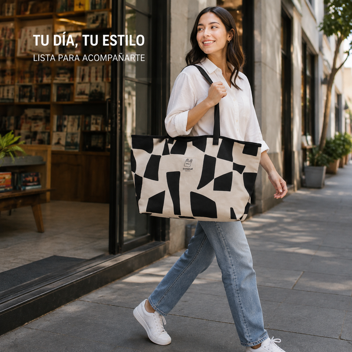 Cartera Elegance – Bolso Blanco y Negro con Broche