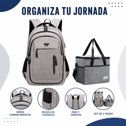 Mochila Urban Grey – Set Mochila con Lonchera