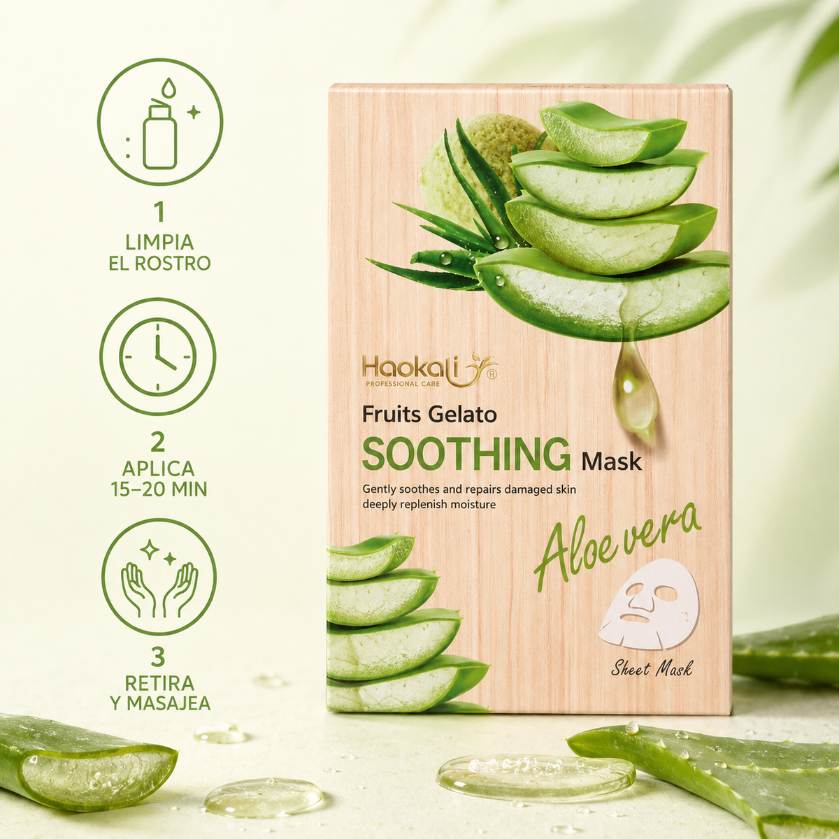 Wokali Glow Mask – Mascarillas Faciales Aloe Vera x10