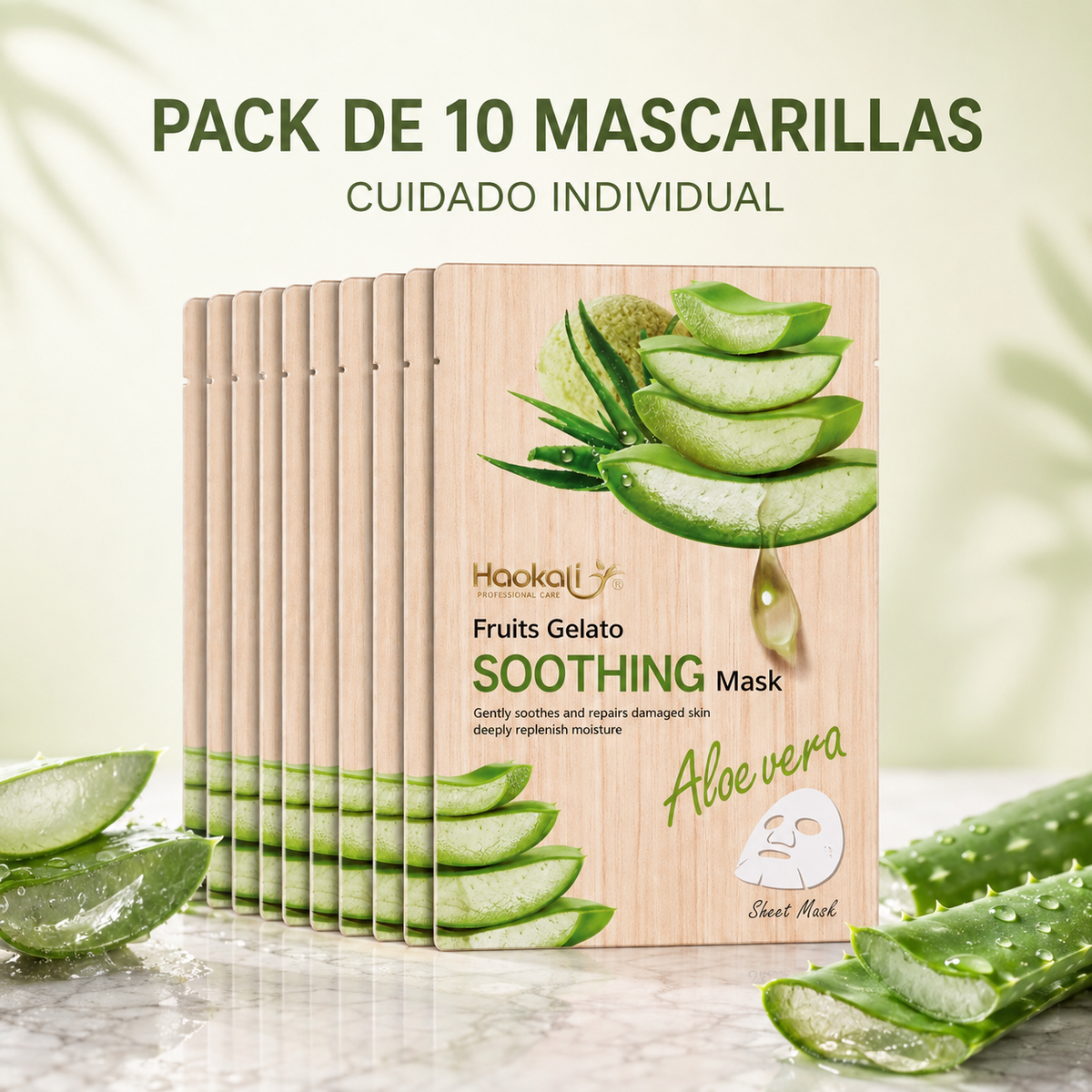 Wokali Glow Mask – Mascarillas Faciales Aloe Vera x10