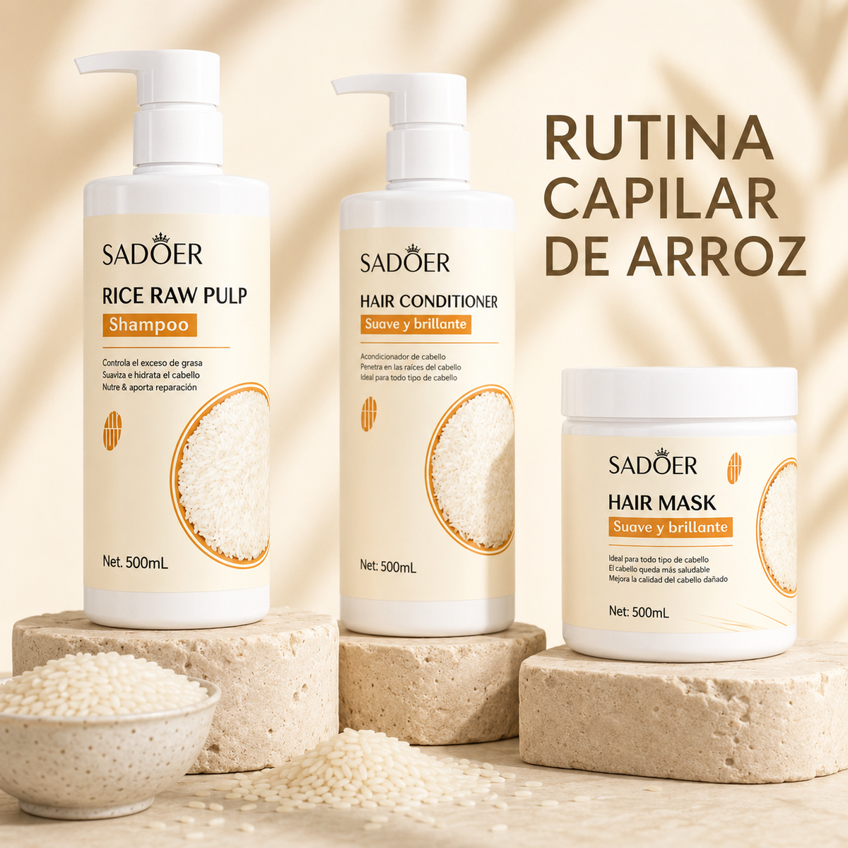 Sadoer Rice Hair – Kit Capilar Nutritivo con Arroz