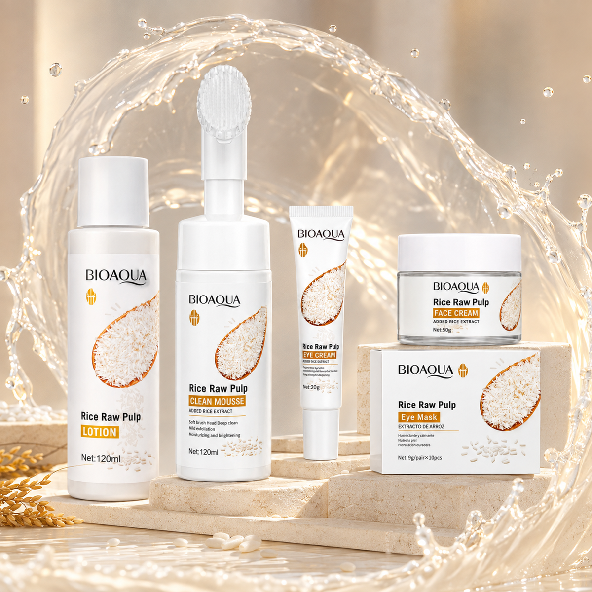 Bioaqua Rice Glow – Kit Skincare Facial con Arroz