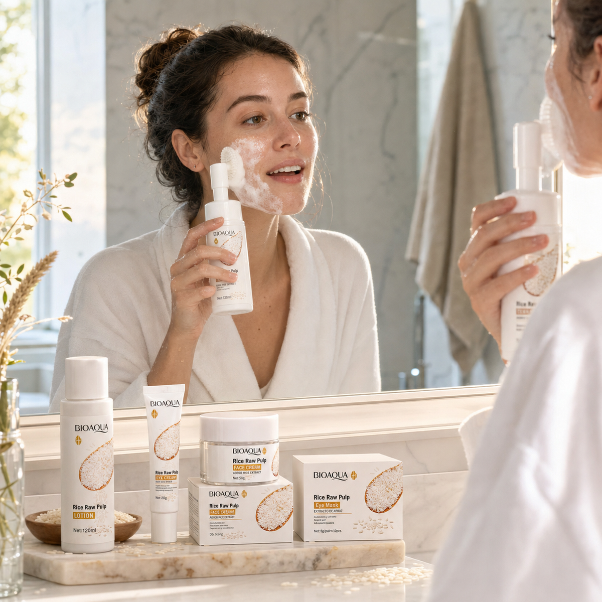 Bioaqua Rice Glow – Kit Skincare Facial con Arroz