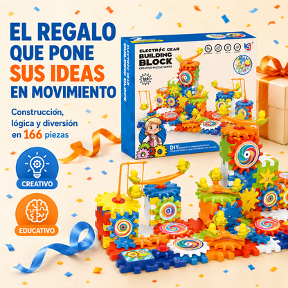 ¡Construye, Gira y Aprende! Juego de Engranajes 166 Piezas