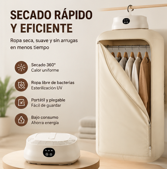 ¡Adiós a la Ropa Húmeda! Secador de Ropa Portátil Rápido y Práctico